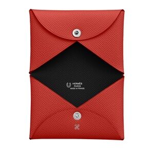 Hermès Red and Black Calvi Wallet